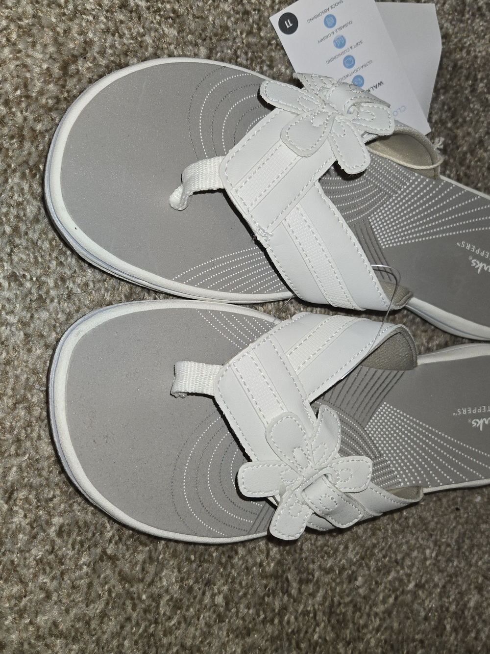 Cloudsteppers by Clarks White Floral Toe-Post Sandals